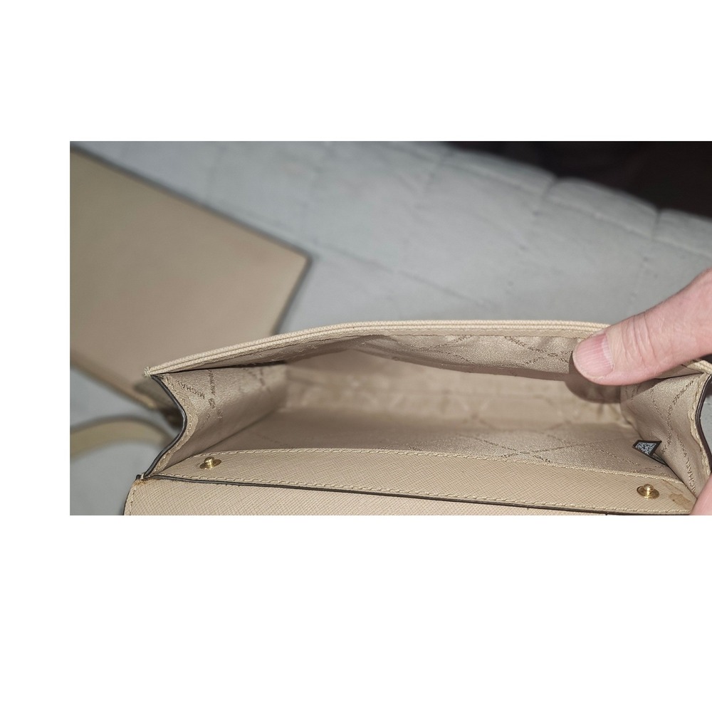 Michael Kors Beige Saffiano Leather Crossbody Wallet Bag with Removable Pouch - Picture 12 of 12